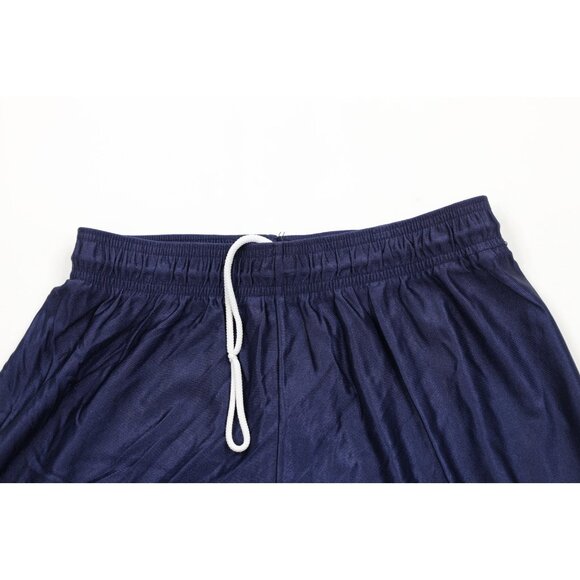 Vintage 90s Wilson Mens Large Blank Silky Nylon Basketball Shorts Navy Blue USA - Picture 2 of 13
